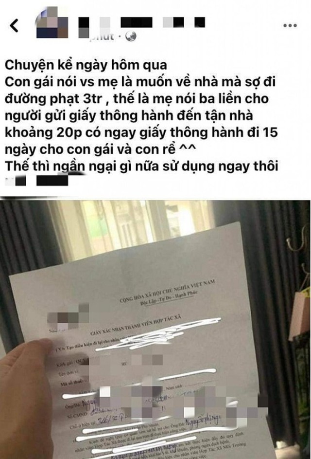  Vụ giám đốc cấp giấy thông hành cho con để qua chốt kiểm soát giãn cách xã hội: Con gái đã xoá bài viết - Ảnh 1.