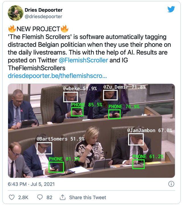 Trí tuệ nhân tạo với khả năng phát hiện các chính trị gia sử dụng điện thoại trong cuộc họp, thông báo ngay cho công chúng trên Twitter - Ảnh 1.