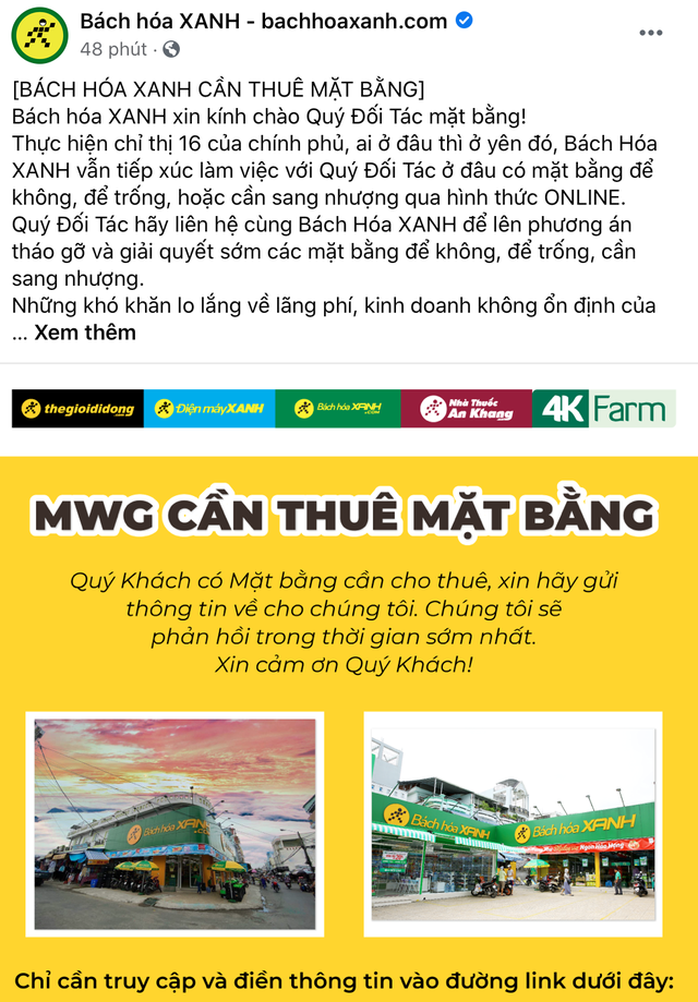 Không chỉ Vinmart, Bách Hóa Xanh cũng hối hả tìm thuê mặt bằng mới: Những khó khăn lo lắng về lãng phí, kinh doanh không ổn định của quý khách hãy để Bách Hóa Xanh lo! - Ảnh 1.