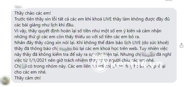 Biến căng: Thầy giáo Sinh nổi tiếng, từng ra đề thi THPT Quốc gia bị tố thu học phí cao nhưng dạy vô trách nhiệm, 4 tháng gửi được 3 video - Ảnh 9.