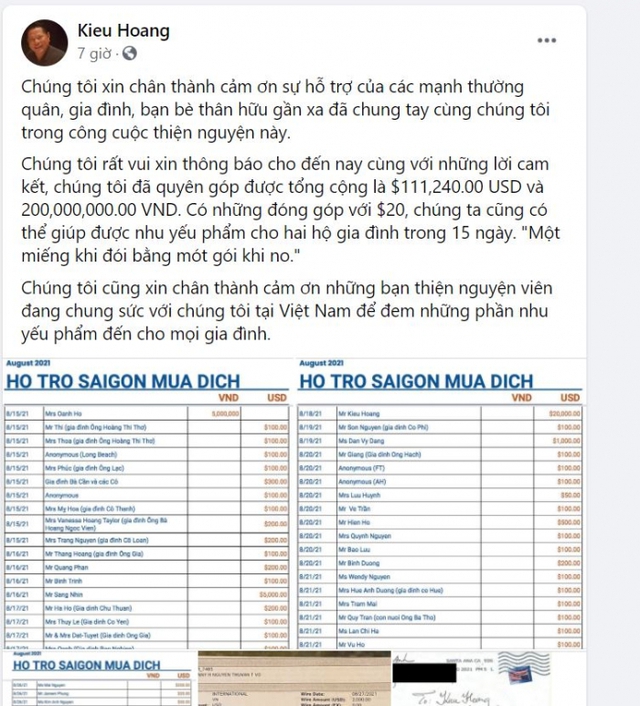 Doanh nhân Hoàng Kiều minh bạch số tiền khủng quyên góp từ thiện và công khai giao dịch chuyển tiền: Một miếng khi đói bằng một gói khi no  - Ảnh 2.