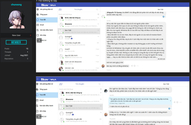 Diễn biến mới vụ mã nguồn nhiều sản phẩm Bkav bị rao bán: Hacker phản bác nói không phải nhân viên cũ, dữ liệu không cũ, tiết lộ luôn hàng loạt tin nhắn nội bộ công ty - Ảnh 6.