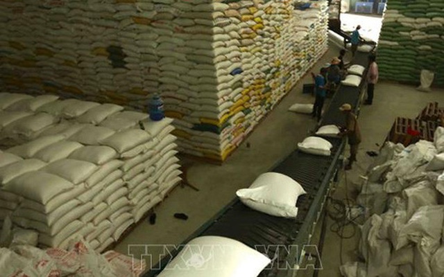 Chuẩn bị nguồn hàng gạo xuất khẩu tại Công ty Lương thực sông Hậu (Tổng công ty Lương thực miền Nam). Ảnh: TTXVN
