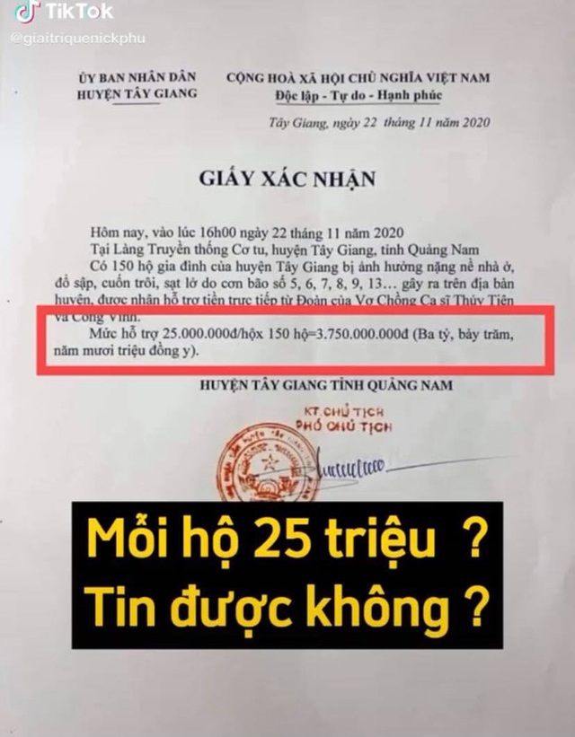 Phát hiện loạt chi tiết không minh bạch trong giấy tờ xác nhận làm từ thiện ở địa phương của Thủy Tiên? - Ảnh 2.