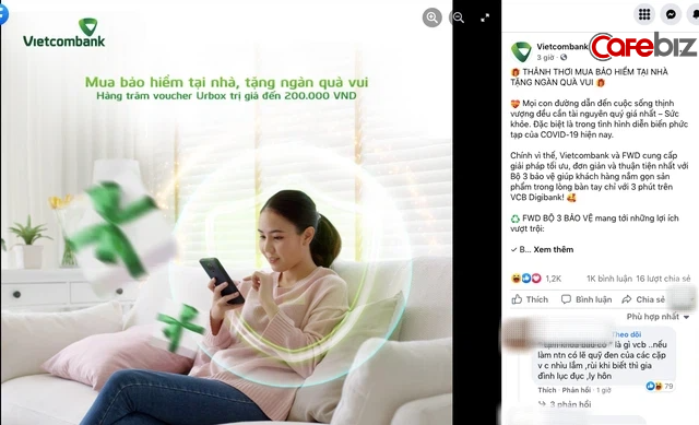 Fanpage Vietcombank tương tác cao đột biến, cả nghìn bình luận hỏi thăm dịch vụ ‘tạm khóa báo có’ sau buổi livestream của CEO Đại Nam - Ảnh 1.