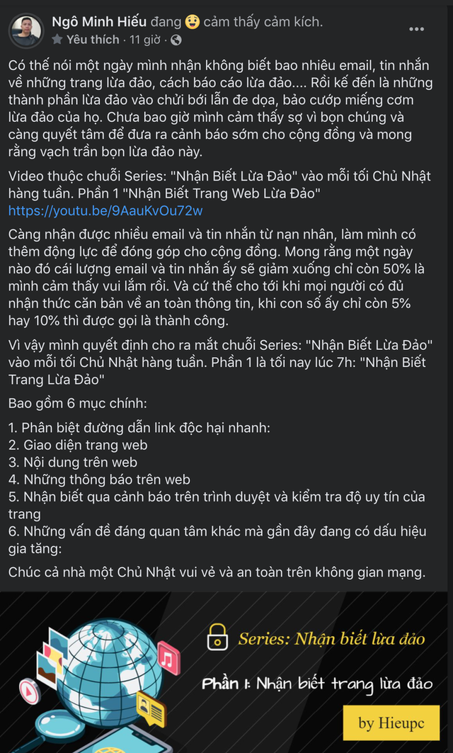 Dù bị chửi bới, đe doạ mỗi ngày, Hiếu PC vẫn quyết tâm lập ra chuỗi series Nhận Biết Lừa Đảo để vạch mặt những kẻ núp trong bóng tối! - Ảnh 1. Dù bị chửi bới, đe doạ mỗi ngày, Hiếu PC vẫn quyết tâm lập ra chuỗi series Nhận Biết Lừa Đảo để vạch mặt những kẻ núp trong bóng tối! - Ảnh 1.