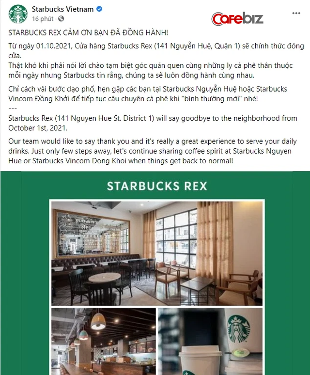 Cửa hàng Starbucks có vị trí đắc địa nhất nhì Sài Gòn vừa ngậm ngùi thông báo đóng cửa - Ảnh 1.