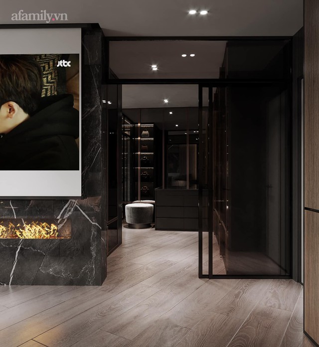 Căn hộ duplex của nữ CEO 9x ở Hà Nội: Bao trọn view sông Hồng, thiết kế luxury hiện đại tone chủ đạo nâu đen cực huyền bí - Ảnh 11.