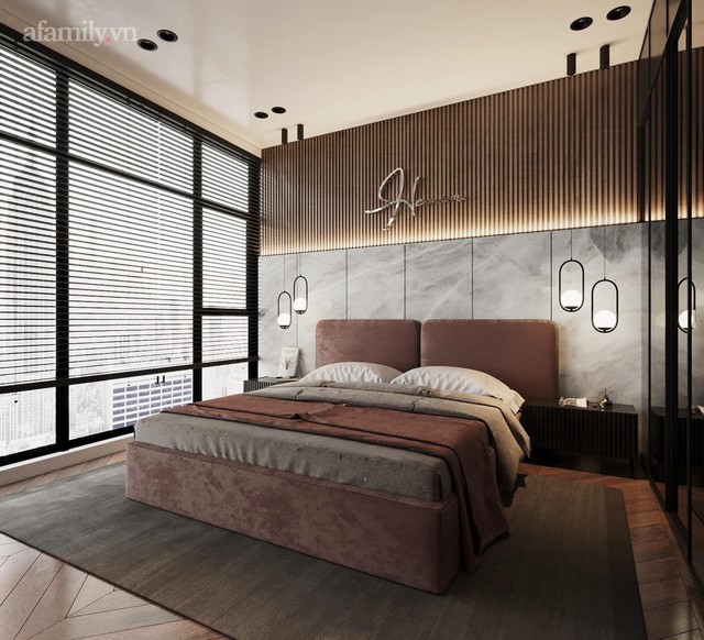 Căn hộ duplex của nữ CEO 9x ở Hà Nội: Bao trọn view sông Hồng, thiết kế luxury hiện đại tone chủ đạo nâu đen cực huyền bí - Ảnh 12.
