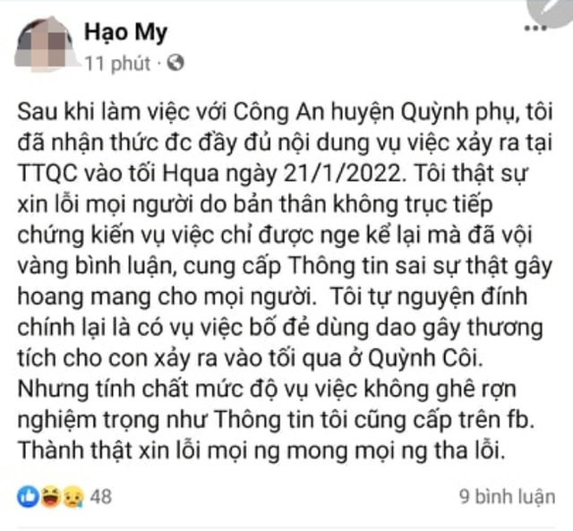 Triệu tập cô gái trẻ tung tin sai sự thật vụ người bố gây thương tích cho 2 con nhỏ ở Thái Bình - Ảnh 2.