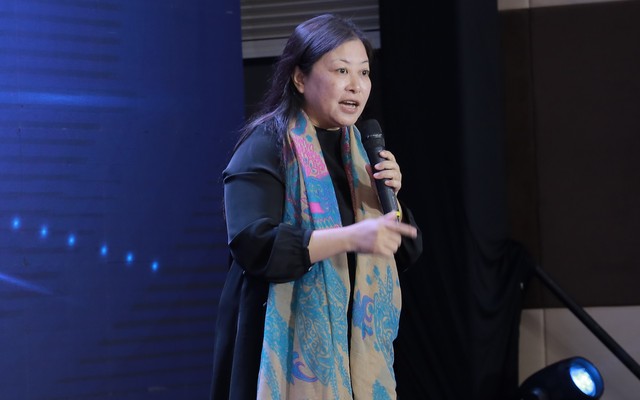 Bà Nguyễn Phi Vân - Chủ tịch Hiệp hội Đầu tư Thiên thần Đông Nam Á phát biểu tại Diễn đàn khởi nghiệp và đổi mới sáng tạo vùng ĐBSCL hôm 19/10.