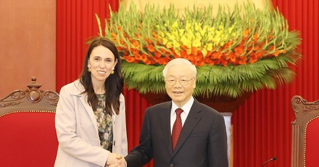 Tổng Bí thư Nguyễn Phú Trọng tiếp Thủ tướng New Zealand đang thăm chính thức Việt Nam (ảnh: TTXVN).
