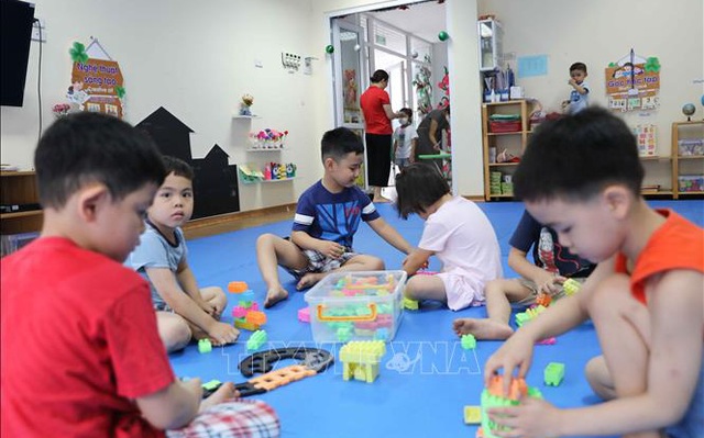 Trẻ em Trường Mầm non Ánh Sao, quận Cầu Giấy, Hà Nội. Ảnh tư liệu: Thanh Tùng/TTXVN