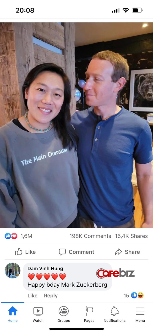 Ông chủ Facebook đăng ảnh chúc mừng sinh nhật vợ, ca sĩ họ Đàm comment Happy birthday Mark Zuckerberg cùng ngàn tim - Ảnh 1.