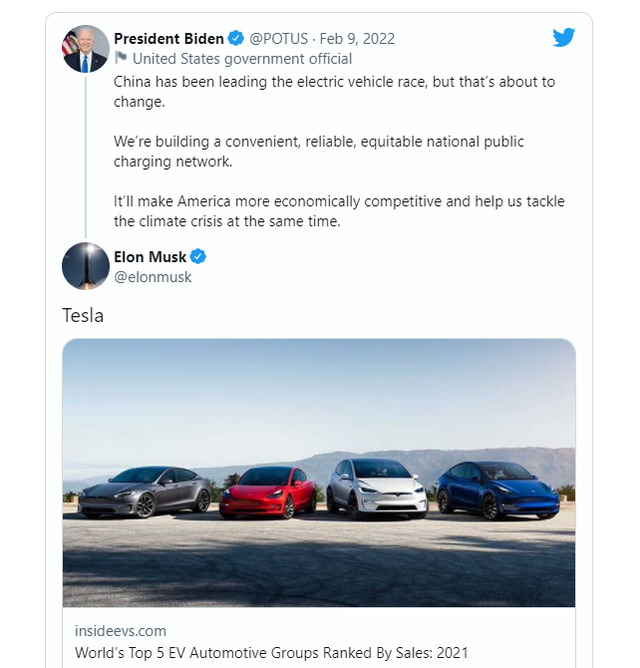 Đường đường là vua xe điện nhưng Tesla chỉ vừa lần đầu tiên được ông Joe Biden nhắc đến bên cạnh GM, Ford, Elon Musk chỉ nói 1 từ thể hiện rõ thái độ - Ảnh 2.