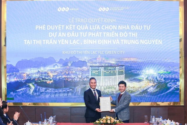 Trao quyết định trúng thầu cho FLC tại dự án Khu đô thị Yên Lạc Green City Vĩnh Phúc - Ảnh 1.