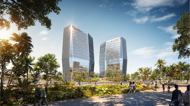 Cận cảnh thiết kế Tòa nhà Viettel Đà Nẵng: Nằm trong khuôn viên rộng hơn 1 hecta, gồm 2 tháp Trung tâm phần mềm - văn phòng và tháp Thương mại - dịch vụ công nghệ cao - Ảnh 4.