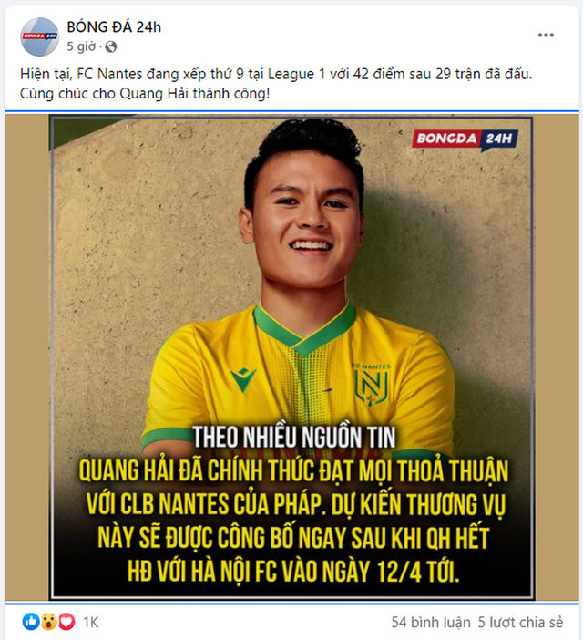NÓNG: Rộ tin Quang Hải đạt thỏa thuận tới Nantes, thực hư thế nào? - Ảnh 2. NÓNG: Rộ tin Quang Hải đạt thỏa thuận tới Nantes, thực hư thế nào? - Ảnh 2.
