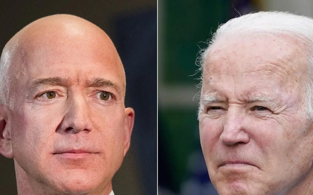 Jeff Bezos (trái) và Tổng thống Mỹ Joe Biden. (Ảnh: BI)