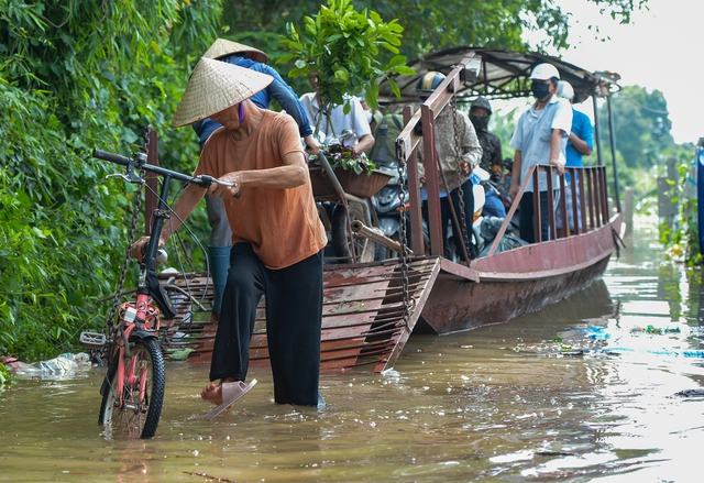 Hà Nội: Bãi giữa sông Hồng biến thành ốc đảo, người dân phải đi đò vào bờ - Ảnh 8.