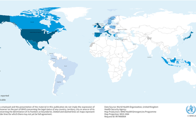 Bản đồ viêm gan bí ẩn toàn cầu, với khu vực càng nhiều ca thì càng có màu xanh đậm hơn