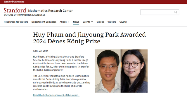 Chàng trai Việt 28 tuổi đoạt giải thưởng Toán học Dénes König khiến giáo sư Đại học Stanford phải thốt lên quá &quot;kỳ diệu&quot; - Ảnh 1.