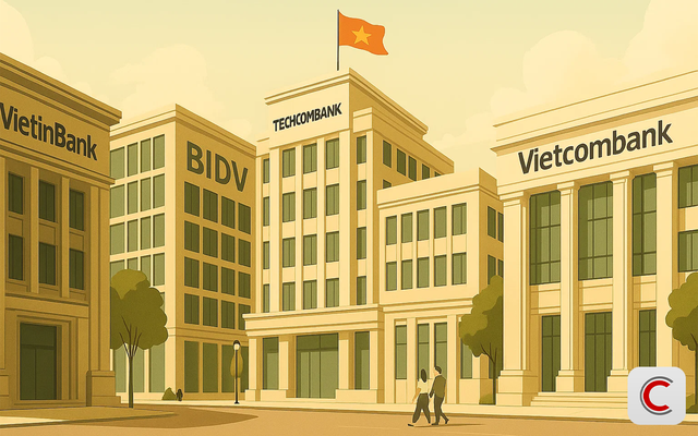 Cuộc đua vốn hóa: Vietcombank sa sút, Techcombank bứt phá bỏ xa VPBank, VietinBank áp sát BIDV - Ảnh 1.