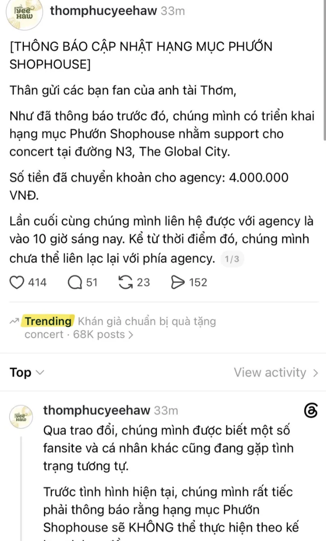 Náo loạn khắp Threads: Hơn 20 dự án cờ phướn fan làm ủng hộ concert ATVNCG đổ bể trước giờ G: Lỗ hổng của nền kinh tế "tiếp ứng"  - Ảnh 5.