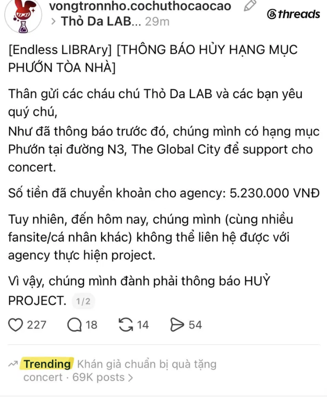 Náo loạn khắp Threads: Hơn 20 dự án cờ phướn fan làm ủng hộ concert ATVNCG đổ bể trước giờ G: Lỗ hổng của nền kinh tế "tiếp ứng"  - Ảnh 6.