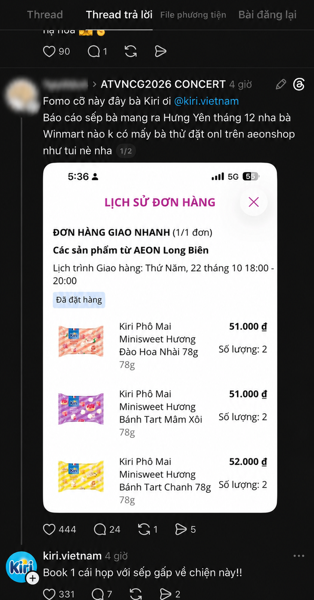Phô mai phát miễn phí ở concert Chông Gai lên thịnh hành Threads: Fan đổ đi siêu thị săn hàng, còn tự