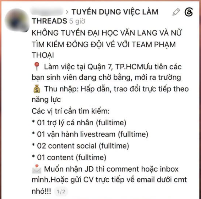 Khi lời xin lỗi vẫn giữ nguyên lý do phân biệt: Bài học quản trị từ vụ tuyển dụng gây bão của team Phạm Thoại - Ảnh 1.