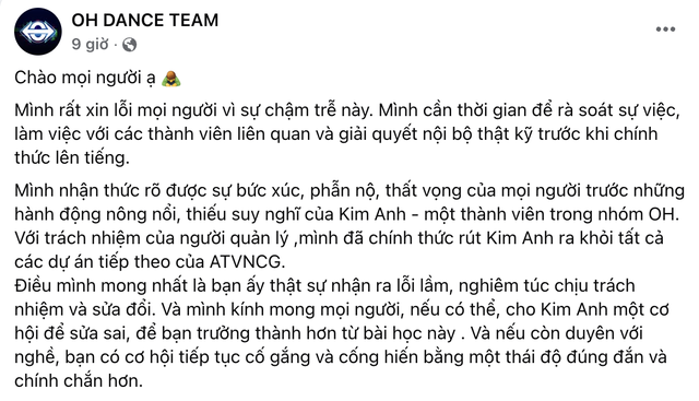 Rút một vũ công khỏi show ATVNCG: Vụ ồn ào của OH Dance Team phơi bày