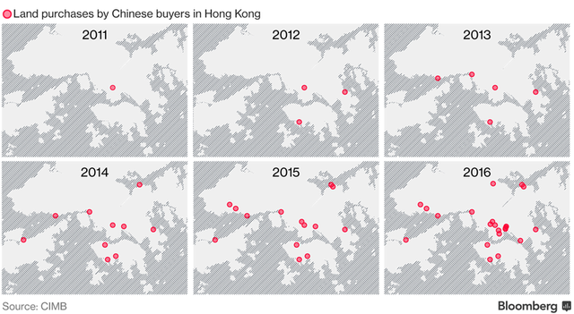
Mật độ khách hàng là người Trung Quốc đại lục sở hữu bất động sản ở Hong Kong qua từng năm
