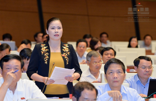 
Đại biểu Bạch Thị Hương Thủy - Hòa Bình phát biểu tại Hội trường bày tỏ ủng hộ với quy định của dự thảo Luật
