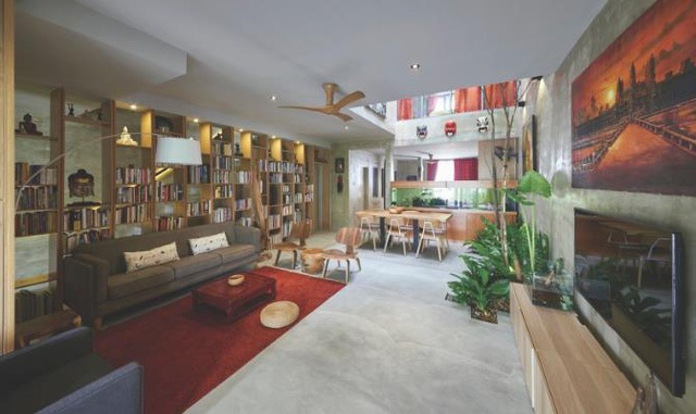 Không gian tầng 1 từ phòng khách, bếp, khu vực ăn uống được thiết kế mở hoàn toàn tạo sự thông thoáng cho toàn bộ ngôi nhà.