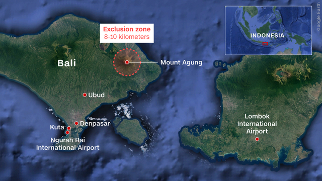 Phạm vi sơ tán từ 8-10km quanh đỉnh núi Agung
