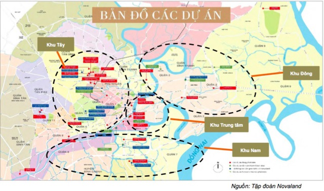 
Quỹ đất, dự án của Novaland ngày càng phình to thông qua chiến lược M&amp;A. Vị trí các dự án nằm chủ yếu ở các khu trung tâm Sài Gòn.
