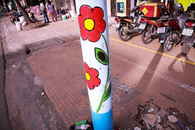 Người dân thích thú khi hơn 100 cột điện, cột đèn ở Sài Gòn bỗng nở hoa - Ảnh 9.