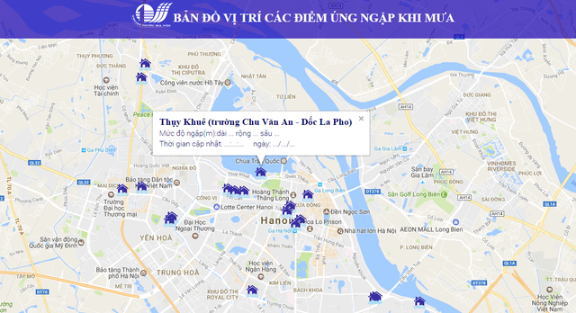
Thông tin trực tuyến về tình trạng úng ngập qua Cổng điện tử https://hanoi.gov.vn/quantracmoitruong.

