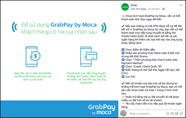 Khách kêu trời vì những bất tiện từ Grab: Visa và Master Card vô dụng, phải có ATM mới dùng được ví GrabPay by Moca - Ảnh 2.
