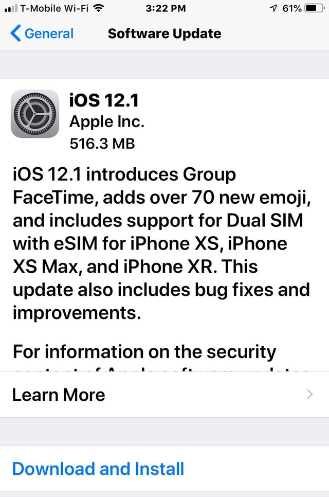 Apple đã phát hành iOS 12.1, tải về ngay - Ảnh 1.