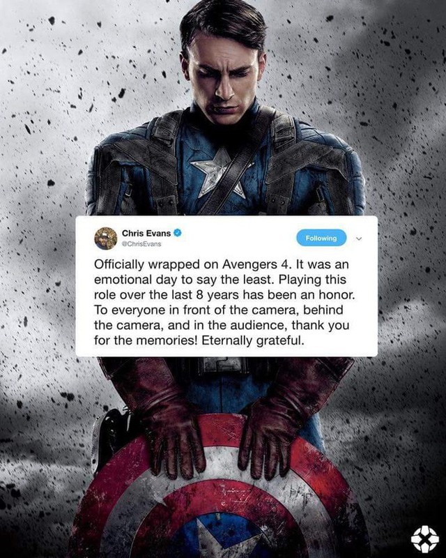 Chris Evans chính thức nói lời từ giã vai diễn Captain America sau 8 năm cầm khiên theo hợp đồng - Ảnh 1.