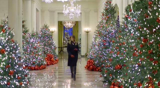 Trang trí Giáng sinh cho Nhà Trắng, bà Melania Trump gây tranh cãi khi sử dụng toàn cây thông màu đỏ - Ảnh 5.