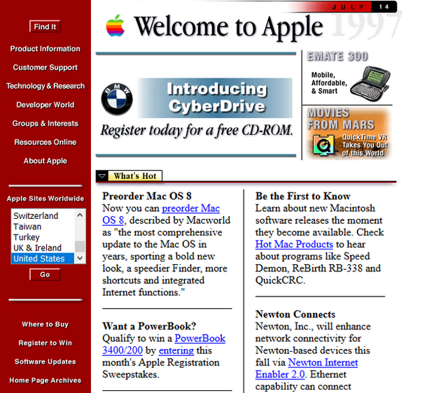 Quay ngược thời gian, xem 12 website nổi tiếng ngày xưa trông ra sao - Ảnh 1.