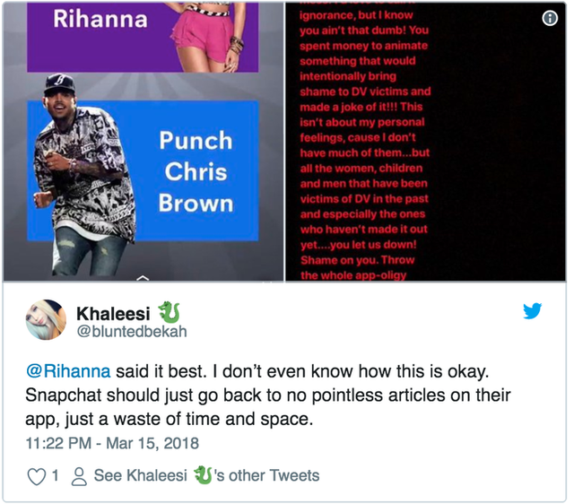 Ca sĩ Rihanna lên tiếng chỉ trích Snapchat cổ xuý nạn bạo hành trong gia đình, 600 triệu USD giá trị vốn hoá của Snap lập tức bốc hơi - Ảnh 3.