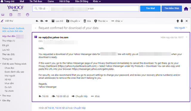 Hướng dẫn cách tải toàn bộ dữ liệu Yahoo Messenger về làm kỉ niệm trước khi bị đóng cửa hoàn toàn - Ảnh 3.