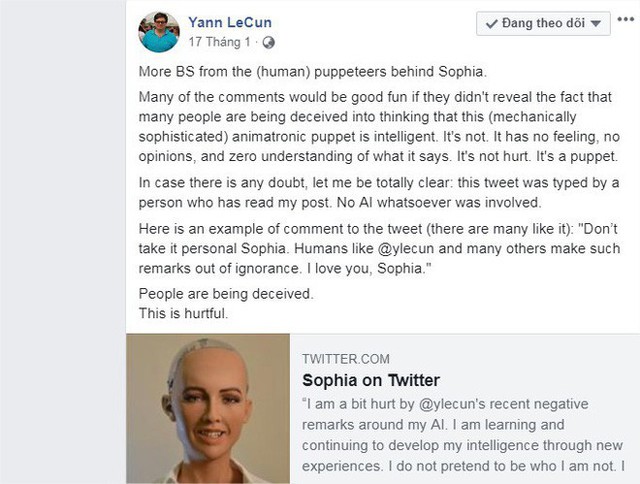 Giám đốc AI của Facebook tuyên bố: Sophia chỉ là con rối - nữ robot đáp trả thế nào? - Ảnh 4.