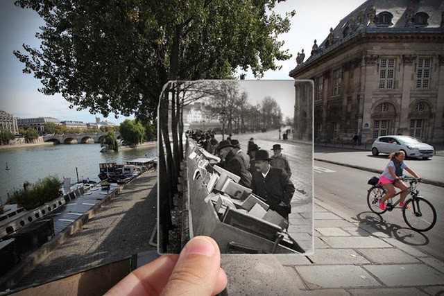 Những bức ảnh “xuyên thời gian” tái hiện Paris xưa và nay đầy sáng tạo - Ảnh 6. Những bức ảnh “xuyên thời gian” tái hiện Paris xưa và nay đầy sáng tạo - Ảnh 6.