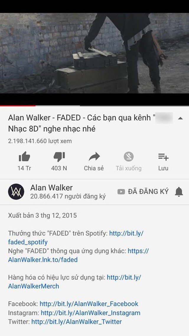 MV Faded và Alone của Alan Walker bị hacker Việt đổi tên để quảng cáo cho kênh YouTube cá nhân - Ảnh 2.