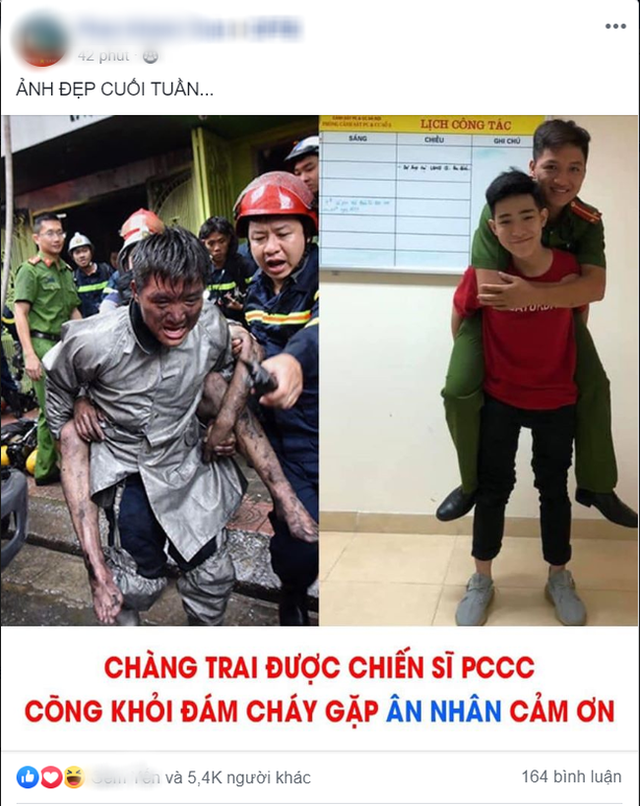 Hình ảnh xúc động: Được chiến sĩ PCCC cõng khỏi đám cháy, chàng trai đã đến gặp gỡ và gửi lời cảm ơn tới các ân nhân - Ảnh 1.